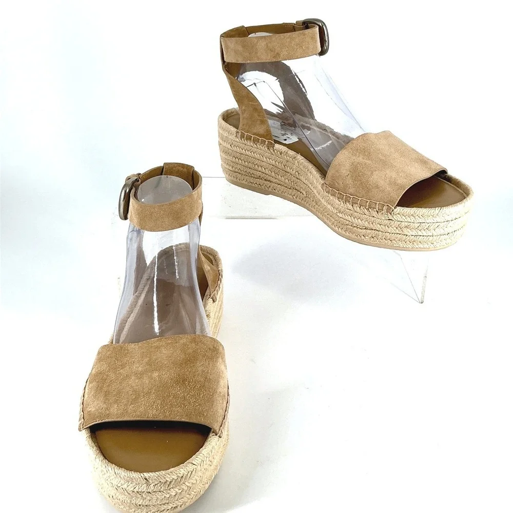 Vince Size 10 Tan Suede Espadrille Platform Wedge Sandals Dune‎ NEW Belisa $330